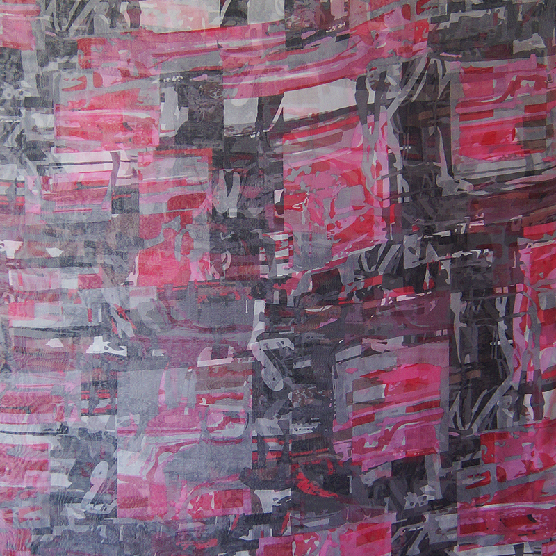 Foulard de Seda Chiffon - Negro y Rosado
